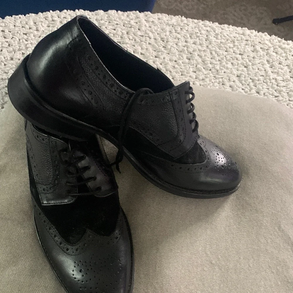 Giorgio Brutini Black Leather & Suede Wingtip Oxfords